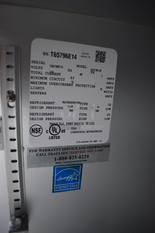 Traulsen Model UHT48-LR ENERGY STAR Stainless Steel Commercial 2 Door Undercounter Cooler on Commercial Casters. 115 Volts, 1 Phase. 48x30x33. Tested and Working! - Image 5 of 6