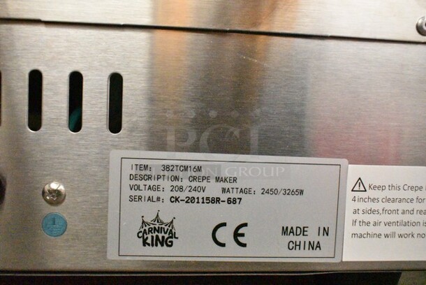 BRAND NEW SCRATCH AND DENT! Carnival King 382TCM16M 16" Non-Stick Crepe Maker. 208-240 Volts, 1 Phase. - Image 6 of 6