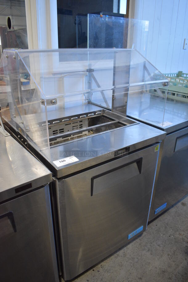 Turbo Air Model MST-26-711S Stainless Steel Commercial Single Door Under Counter Cooler w/ Poly Clear Sneeze Guard. 115 Volts, 1 Phase. 27.5x30x55. Tested and Powers On But Temps at 53 Degrees - Image 2 of 5
