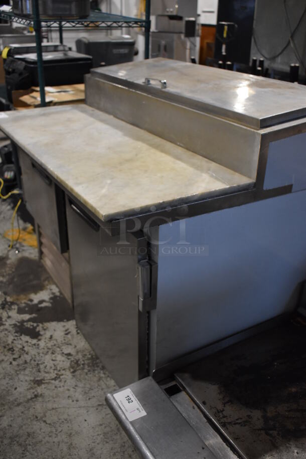 Leader ESPT48 S/C Stainless Steel Commercial Pizza Prep Table w/ Oversized Marble Cutting Board on Commercial Casters. 115 Volts, 1 Phase. 48x36x45. Tested and Working! - Image 5 of 10