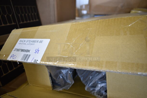 PALLET LOT of 26 BRAND NEW Boxes Including 375STM85BK GET STM-85-BK 8 1/2" Black Polypropylene Round Steamer Set - 12/Pack, 347TCL12 Choice 12 oz. Clear Disposable Plastic Tumbler - 500/Case, 127CH Choice 4 oz. Clear RPET Hinged Deli Container - 400/Case, 130HBKCUTFW Visions Individually Wrapped Black Heavy Weight Plastic Fork - 1000/Case, 999SP10BK Visions Florence 10" Square Black Plastic Plate, 50012W Choice 12 oz. White Poly Paper Hot Cup - 1000/Case, 128HDLDBULK ChoiceHD Microwavable Translucent Plastic Deli Container Lid - 480/Case, 129MCR50B Choice 48 oz. Black Round Microwavable Heavy Weight Container with Lid 9" - 150/Case, 95TO953WHTU Choice 9" x 5" x 3" White Take Out Lunch Box / Chicken Box with Tuck Top - 250/Case. 26 Times Your Bid!  - Image 3 of 12