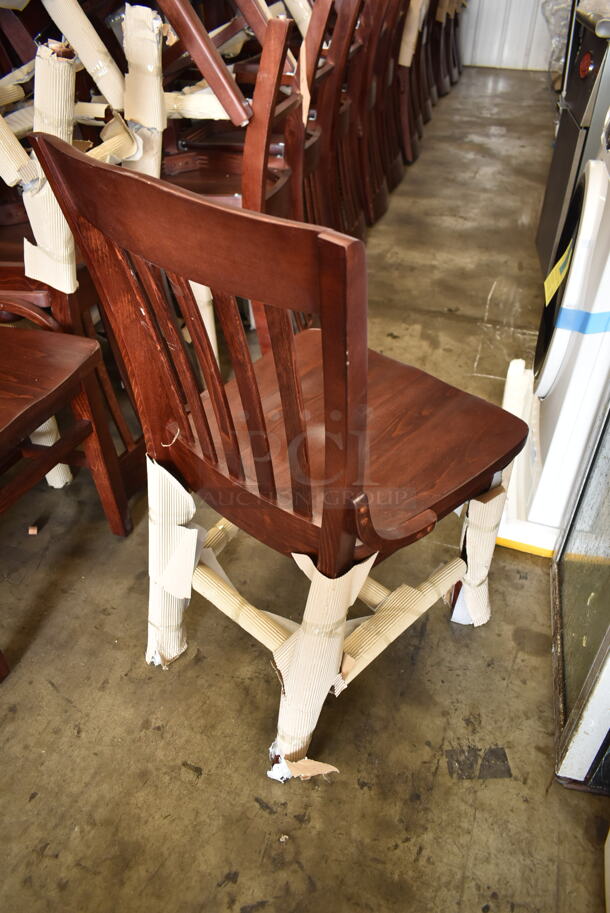 50 BRAND NEW SCRATCH AND DENT! Wooden Dining Height Chairs w/ Vertical Back Rest Bars. 50 Times Your Bid! - Image 6 of 6