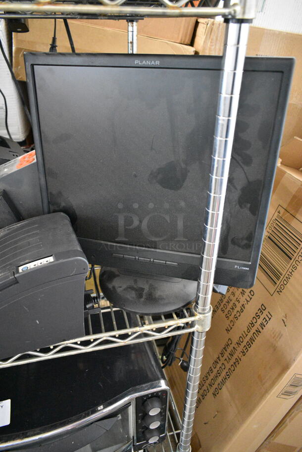 Radiant POS Monitor, Planar Monitor, 2 Receipt Printers, Uninterruptible Power Supply, HP Printer, Receipt Printer Paper Rolls.  - Image 3 of 12