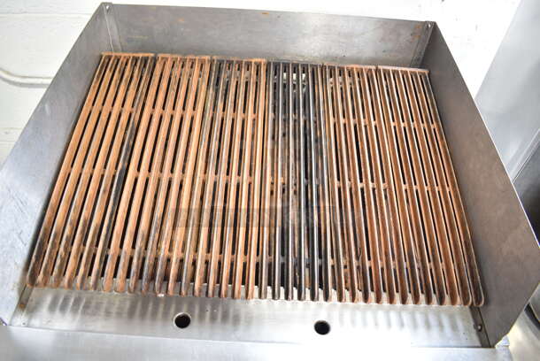 Vulcan Stainless Steel Commercial Gas Powered Charbroiler Grill w/ Under Shelf on Commercial Casters.  - Image 4 of 6