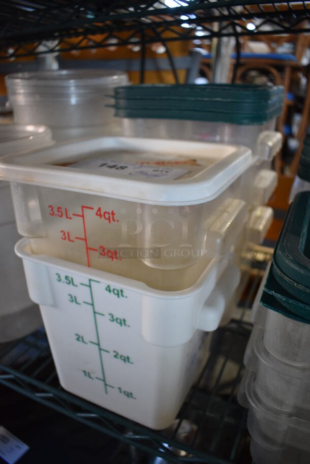 ALL ONE MONEY! Lot of 5 Poly Containers w/ 4 Lid. 7.5x7.5x7 - Image 2 of 3