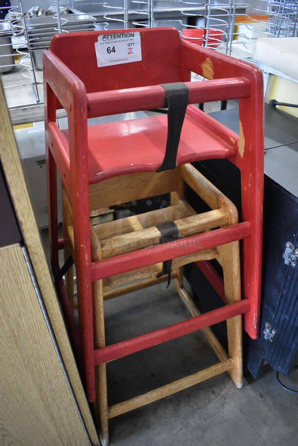 2 Wood Pattern High Chairs. 19x20x28. 2 Times Your Bid! - Image 3 of 3