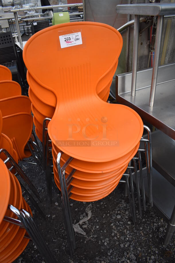6 Dining Chairs w/ Orange Seat on Metal Legs. 20x20x32. 6 Times Your Bid! - Image 2 of 3