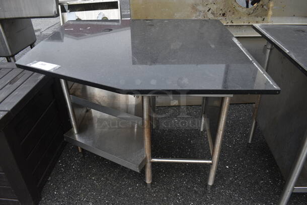 Black Marble Tabletop on Stainless Steel Frame. 39x37x34.5