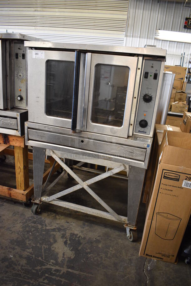 Garland SunFire Stainless Steel Commercial Natural Gas Powered Full Size Convection Oven w/ View Through Doors, Metal Oven Racks and Thermostatic Controls on Stand w/ Commercial Casters. 40x41x63 - Image 2 of 8