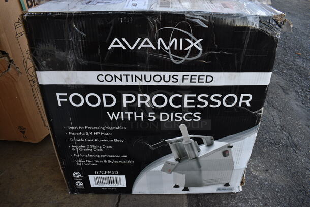 BRAND NEW IN BOX! Avamix Model 177CFP5D Stainless Steel Commercial Countertop Food Processor w/ 7 Various Blades. 120 Volts, 1 Phase. 10x27x24. Tested and Working! - Image 9 of 12