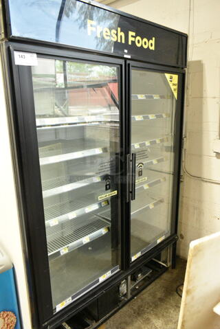 True GDM-49 Metal Commercial 2 Door Reach In Cooler Merchandiser w/ Poly Coated Racks. 115 Volts, 1 Phase. Tested and Working!