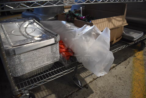 ALL ONE MONEY! Tier Lot of Various Items Including Foil Bins, Metal Trays and Decorations