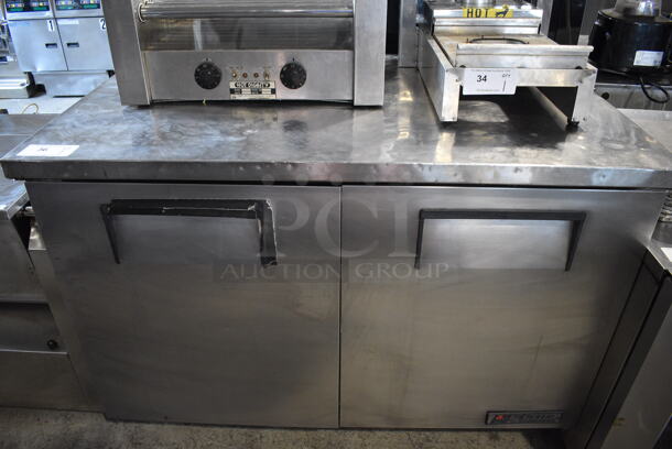True Model TUC-48 Stainless Steel Commercial Countertop 2 Door Undercounter Cooler. 115 Volts, 1 Phase. 48x30x36. Tested and Working!