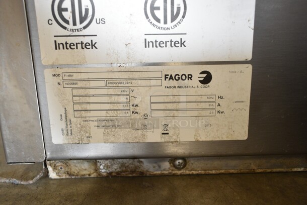 Fagor FI-48W Stainless Steel Commercial Undercounter Dishwasher. 230 Volts, 1 Phase.  - Image 9 of 9