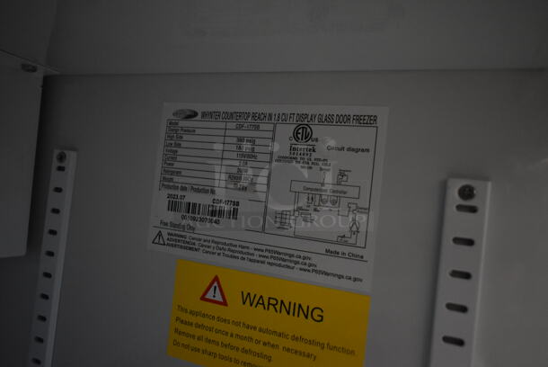 BRAND NEW SCRATCH AND DENT! Whynter CDF-177SB Stainless Steel Countertop Reach In 1.8 cu ft Display Glass Door Freezer Merchandiser. 115 Volts, 1 Phase. Tested and Working! - Image 4 of 4