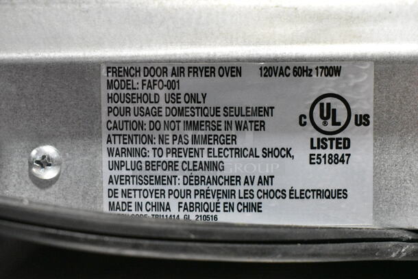 Emeril Lagasse FAFO-001 Stainless Steel Countertop French Door Air Fryer Oven. 120 Volts, 1 Phase. Tested and Working! - Image 6 of 6