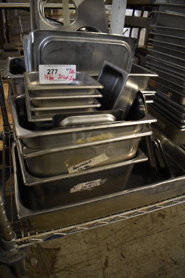 ALL ONE MONEY! Lot of 14 Stainless Steel Drop In Bins, 20 Stainless Steel Drop In Bin Lids and 2 Adapters. Includes 1/1x4, 1/2x6, 1/6x6 - Image 2 of 6