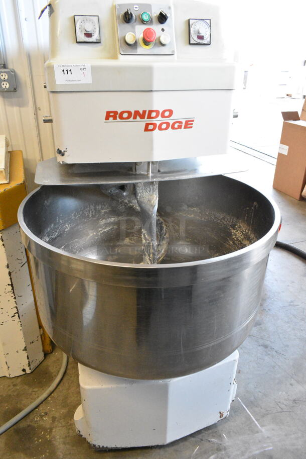 Rondo Doge 160 FBF/S Metal Commercial Floor Style Spiral Dough Mixer w/ Stainless Steel Mixing Bowl and Dough Hook Attachment on Commercial Casters. 208 Volts, 3 Phase.  - Image 5 of 8