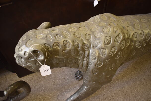 AWESOME! Bronze Painted Jaguar Statue. - Image 4 of 8