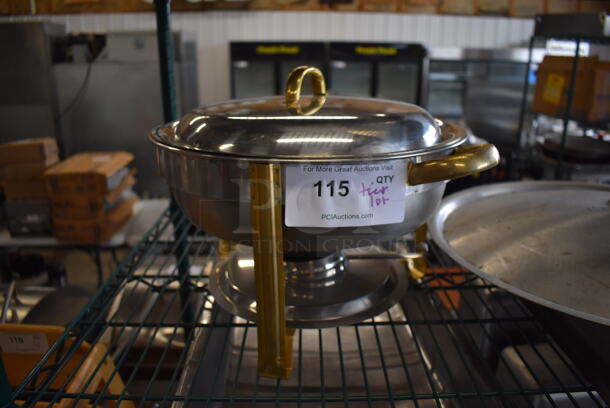 ALL ONE MONEY! Tier Lot of Metal Chafing Dish, Stock Pot Lid and Bin - Image 2 of 3