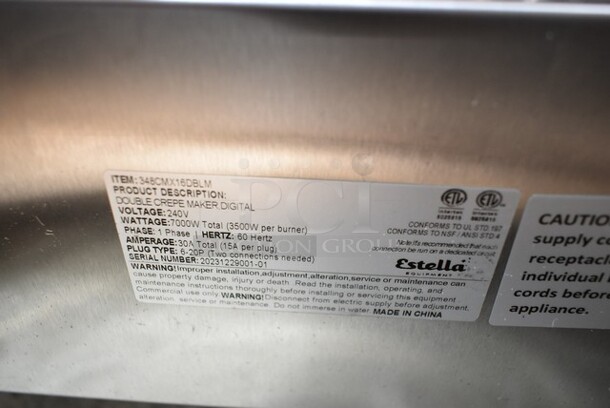 BRAND NEW SCRATCH AND DENT! 2023 Estella 348CMX16DBLM Stainless Steel 16" Double Crepe Maker. 240 Volts, 1 Phase.  - Image 5 of 5