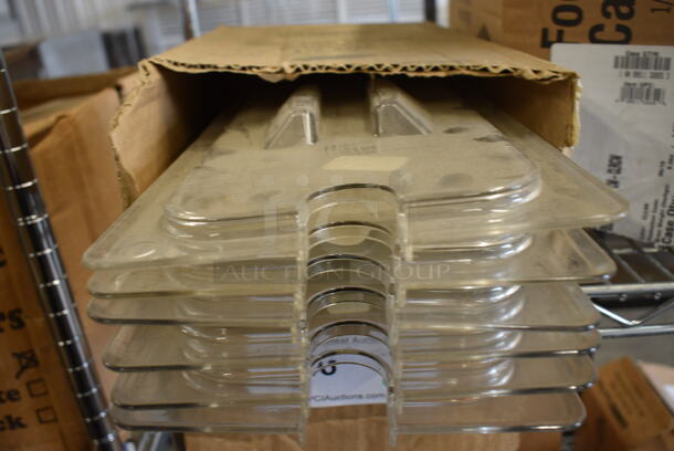 ALL ONE MONEY! Lot of 6 BRAND NEW IN BOX! Cambro Clear Poly 1/3 Size Notched Drop In Bin Lids