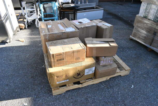 12 BRAND NEW! Items Including 303TRE34 Acopa 9 3/8" x 6 1/2" Ivory (American White) Wide Rim Rolled Edge Oval Stoneware Platter - 24/Case, 3580966 Microplush Desert Tan Queen Blanket, 2 Box Libbey 8795 Napa Country 5.75 oz. Customizable Flute Glass - 12/Case, 3592801803 FIFO Innovations 12 oz. Clear Double Wide-Mouth Squeeze Bottle with Thick Dispensing Valve, 808152T Tablecraft Stainless Steel 2 oz. Salt and Pepper Shaker Flat Top - 152T - 24/Case, 0383A-BK-72 3 oz Fluted Ramekins, 21810501H Cato 10501-H Chief White Surface-Mounted Fire Extinguisher Cabinet with Hammer Attachment for 5 lb. Fire Extinguishers. 12 Times Your Bid!  - Image 1 of 12