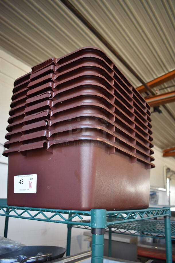 ALL ONE MONEY! Lot of 10 Brown Poly Bus Bins. 15x20x7 - Image 2 of 3