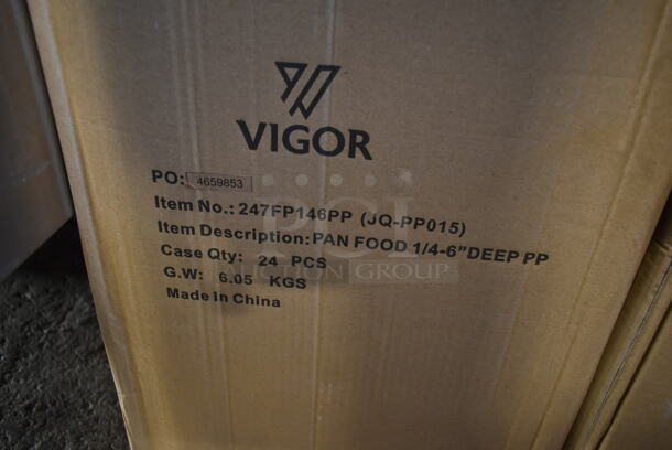 Box of 24 BRAND NEW IN BOX! Vigor 247FP146PP 1/4 Size 6" Deep Translucent Polypropylene Food Pan - Image 3 of 3