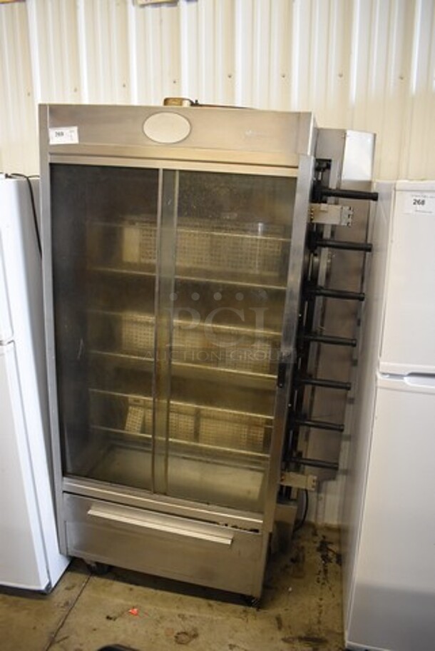 Olde Hickory Stainless Steel Commercial Natural Gas Powered 7 Spit Rotisserie Oven on Commercial Casters. 45x23x75 - Image 4 of 10