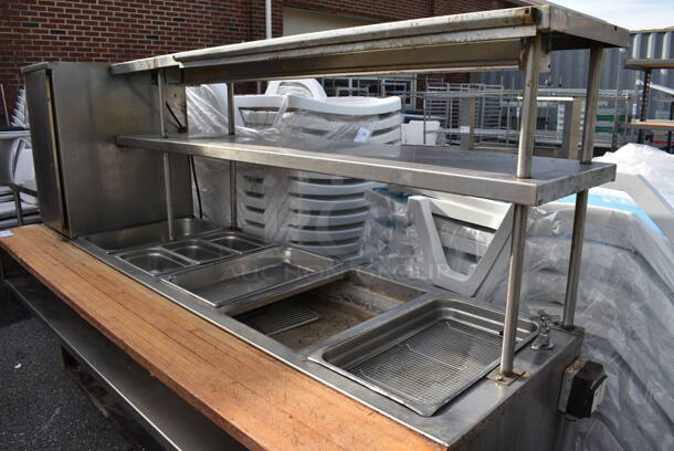 Stainless Steel Commercial Steam Table w/ Cutting Board, Cabinet, 2 Over Shelves and Under Shelf. 90x32x64 - Image 2 of 6