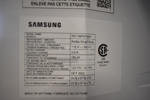 BRAND NEW SCRATCH AND DENT! Samsung RZ11M7074SA Stainless Steel Single Door Reach In Freezer. 115 Volts, 1 Phase. Tested and Working! - Image 7 of 7