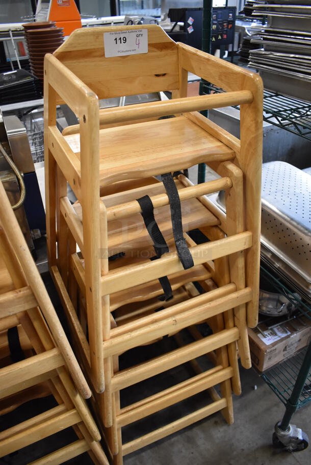 4 Wooden High Chairs. 19x20x29. 4 Times Your Bid! - Image 2 of 4