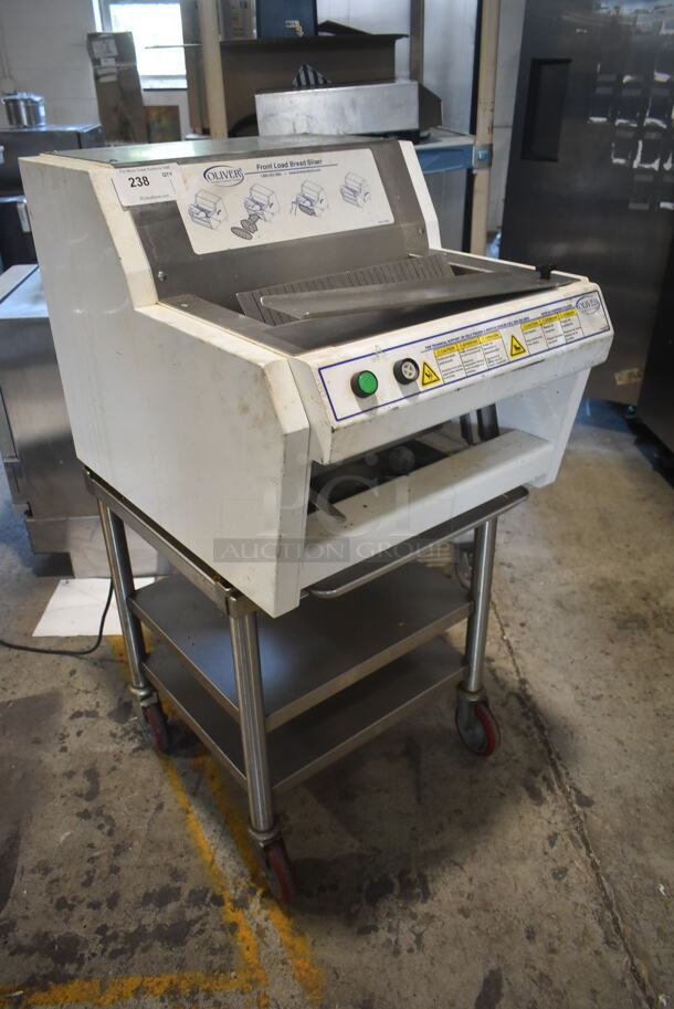 Oliver 732-R Metal Commercial Countertop Bread Loaf Slicer on Equipment Stand w/ Commercial Casters. 115 Volts, 1 Phase. Tested and Working! - Image 2 of 7