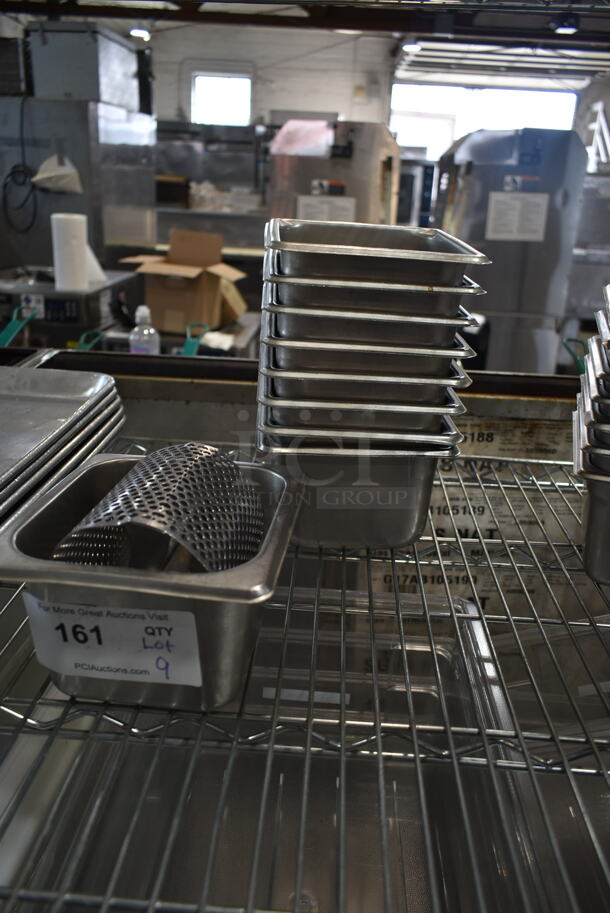 9 Stainless Steel Items; 8 1/6 Size Drop In Bins and 1 Butterer. 9 Times Your Bid!