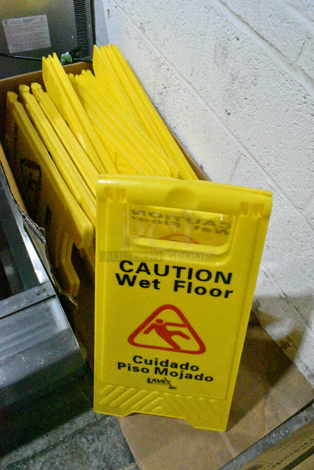 12 Yellow Poly Wet Floor Caution Signs. 12 Times Your Bid! - Image 1 of 3
