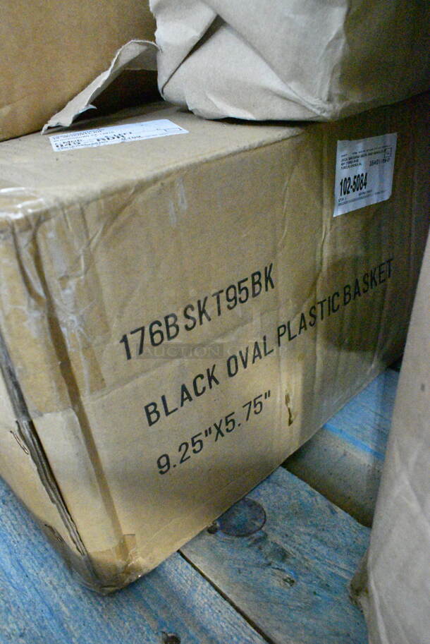 PALLET LOT of 17 BRAND NEW Boxes Including 176BSKT95BK Choice 9 1/4" x 5 3/4" x 1 1/2" Black Oval Plastic Fast Food Basket - 12/Pack, 164TCOLROD25 Lancaster Table & Seating 25 3/16" Standard Height Table Base Column and Rod, CSI 16 oz PET Cylinder, 2 Box Choice 407358MCC Choice Stainless Steel Malt Cup Collar for 3 5/8" Cups - 4 5/8" Top Diameter, 260PCCOV10 Choice 10" Clear Polycarbonate Plate Cover - 12/Case, 413R053008100 Hatco R05.30.081.00 Leg, 41528 Response Dinner Napkins, Garde 181COM1KITMA Heavy-Duty Can Opener Knife and Gear Kit, American Metalcraft ASEAS14 14" Round Silver Hammered Aluminum Seafood Tray, 929CAC187 Waring Ellipse CAC187 32 oz. Copolyester Container with Dasher Assembly for MXE2000, 20A871989 Ansell AlphaTec® 87-198 12" Yellow 16 Mil Unsupported Fish Scale Grip Natural Latex Rubber Gloves with Cotton Flock Lining - Large - 12/Pack, 500CC12HD 12 oz. Plastic Cold Cup - 1000/Case, Carlisle Spectrum 4073500 17" Aluminum Brush Rack, 612D3COMP Choice 8 1/2"x 6 3/8" 3-Compartment Oblong Foil Take-Out Container with Board Lid - 250/Case, 500IRB100WULK 1 Gallon (128 oz.) Translucent HDPE Industrial Round Jug with Unlined White Ribbed Continuous Thread Cap. 17 Times Your Bid! - Image 5 of 12