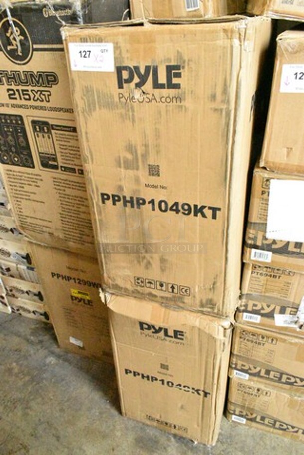 2 IN ORIGINAL BOX! Pyle PPHP1049KT Active Passive Bluetooth PA Dual Loudspeaker Sound system Kit & Microphones. 2 Times Your Bid!  - Image 2 of 4