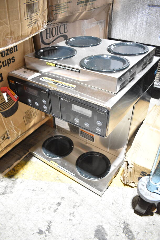 BRAND NEW SCRATCH AND DENT! 2023 Bunn AXIOM 4/2 TWIN Stainless Steel Commercial Countertop 12 Cup Automatic Coffee Brewer with Hot Water Dispenser, 4 Upper and 2 Lower Warmers. 120/208-240 Volts, 1 Phase. No Brew Baskets.  - Image 3 of 7