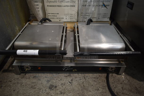 Star GX20IGB Stainless Steel Commercial Countertop Dual Panini Press. 210 Volts.