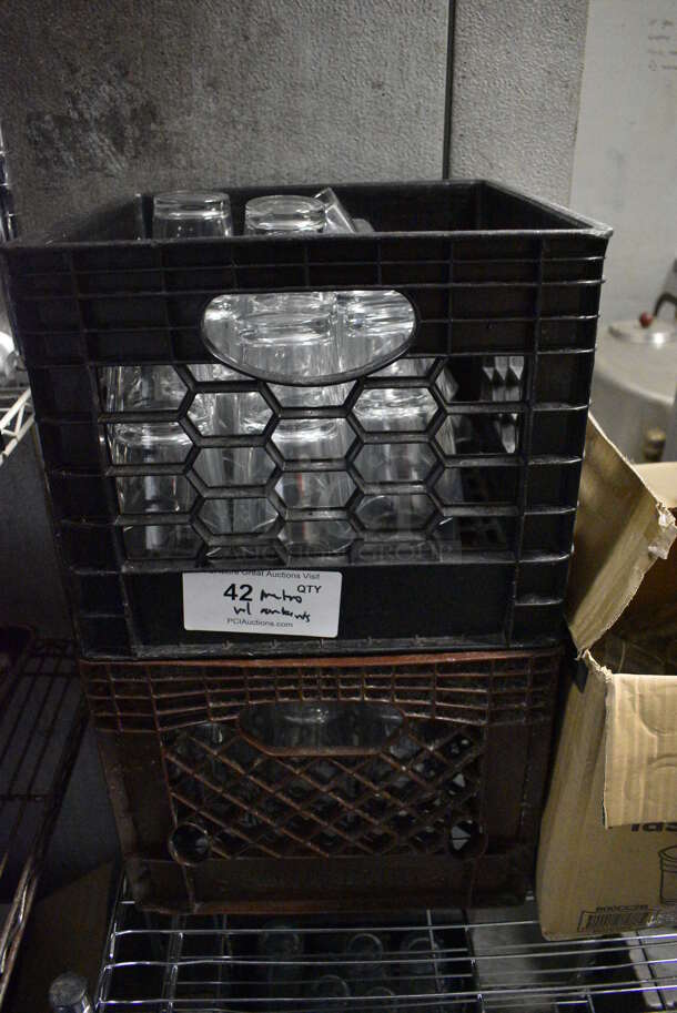 Chrome Finish 3 Tier Shelving Unit w/ Contents Including Beverage Glasses. 24x18x36. BUYER MUST REMOVE. BUYER MUST DISMANTLE. PCI CANNOT DISMANTLE FOR SHIPPING. PLEASE CONSIDER FREIGHT CHARGES. (kitchen) - Image 4 of 6