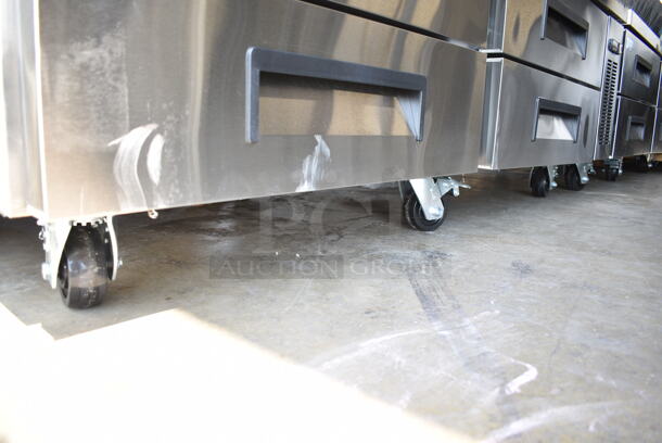 BRAND NEW SCRATCH AND DENT! 2023 Avantco 178CBE72HC Stainless Steel Commercial 4 Drawer Chef Base on Commercial Casters. 115 Volts, 1 Phase. Tested and Working! - Image 3 of 9