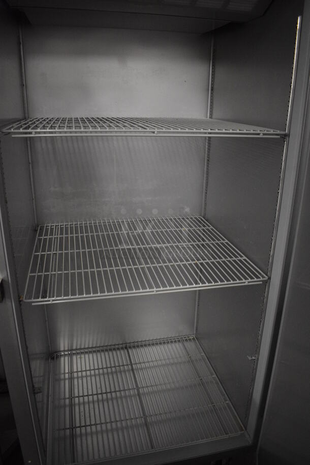 Beverage Air Model ER34-1 E Series ENERGY STAR Stainless Steel Commercial Wide Single Door Reach In Cooler w/ Poly Coated Racks on Commercial Casters. 115 Volts, 1 Phase. 35x34x84.5. Tested and Powers On But Temps at 47 Degrees - Image 3 of 5
