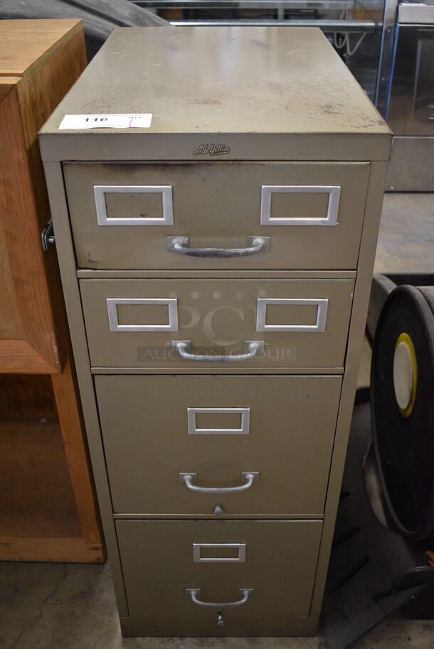 Adelphia Gray Metal 4 Drawer Filing Cabinet. 15.5x25.5x40