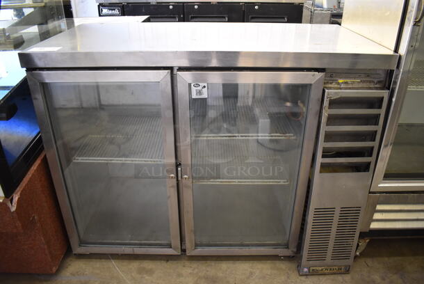 Beverage Air BB48GY-1-S-27 Stainless Steel Commercial 2 Door Back Bar Cooler Merchandiser. 115 Volts, 1 Phase. 48x24x36. Tested and Working!