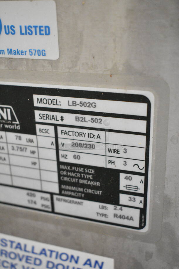 Carpigiani LB-502G Stainless Steel Commercial Water Cooled Floor Style Batch Freezer on Commercial Casters. 208/230 Volts, 3 Phase. - Image 8 of 9