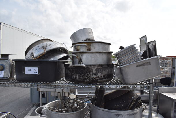 ALL ONE MONEY! Tier Lot Includig Bus Bin, Stainless Drop In Bins, Pots, Colander and MORE! - Image 1 of 4