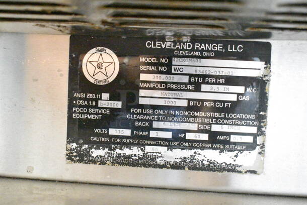 Cleveland 42CKGM300 Stainless Steel Commercial Natural Gas Powered 2 Deck Steam Cabinet w/ Cleveland KDT-6T Countertop 6 Quart Tilting Steam Kettle. 300,000 BTU.  - Image 8 of 8