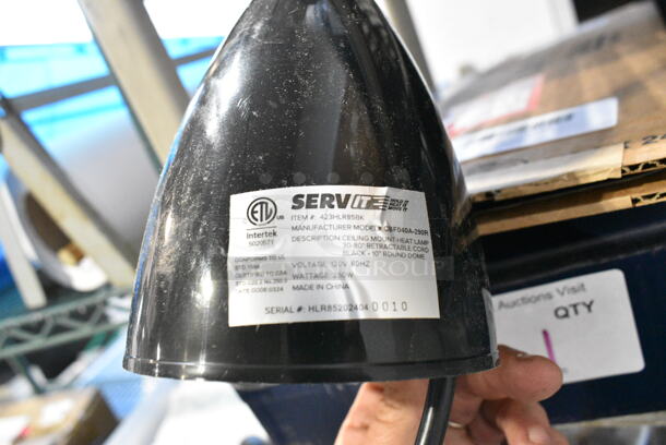 3 BRAND NEW SCRATCH AND DENT! ServIt 423HLR85BK Retractable Cord Ceiling Mount Heat Lamp with Modern Black Finish Round Dome Shade. 120 Volts, 1 Phase. 3 Times Your Bid!  - Image 8 of 12