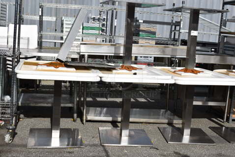 6 White Tables on Chrome Finish Table Base. 30x36x29.5. 6 Times Your Bid!